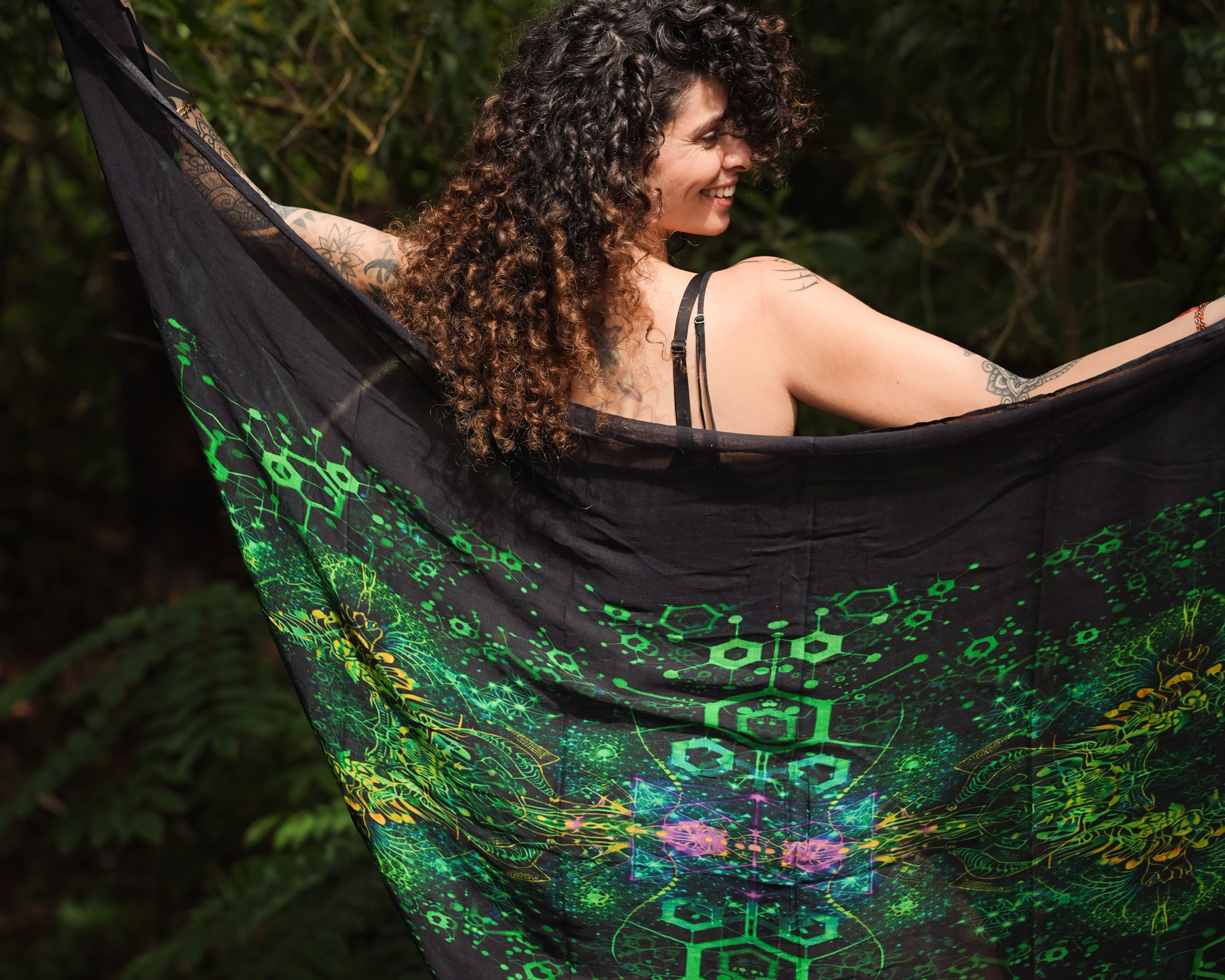 Neon Jungle Bamboo Scarf – Lightweight Floral Print Shawl Wrap