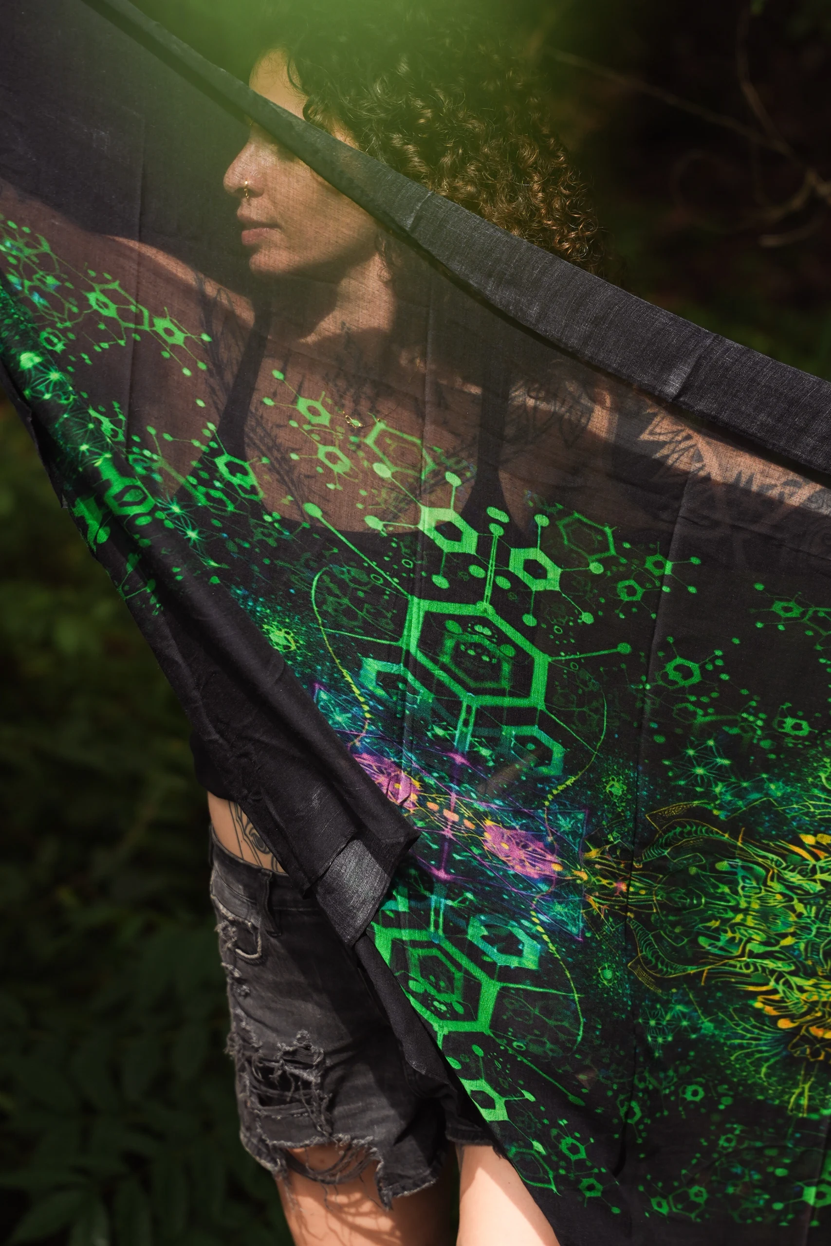 Neon Jungle Bamboo Scarf – Lightweight Floral Print Shawl Wrap — view 4