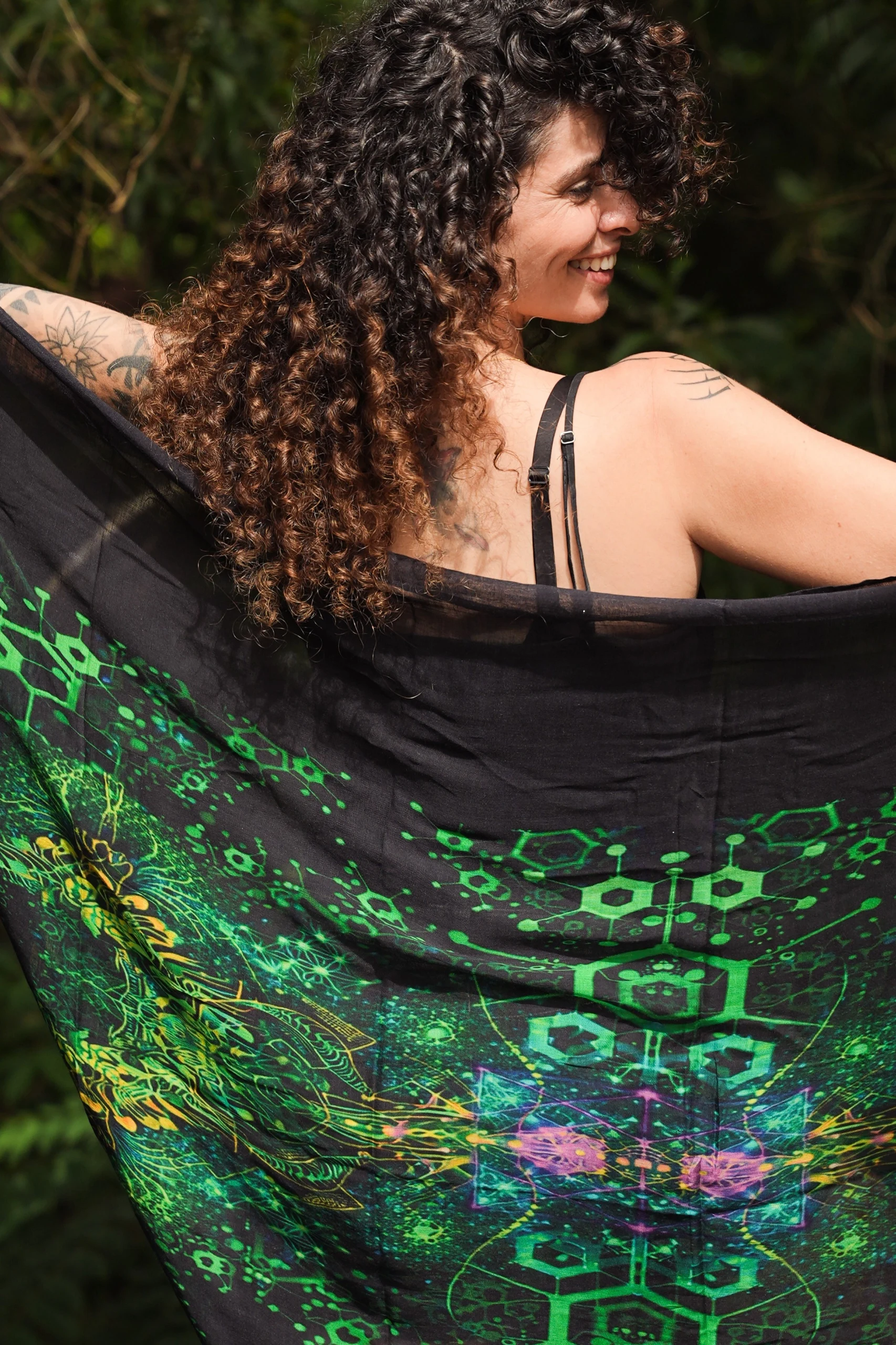 Neon Jungle Bamboo Scarf – Lightweight Floral Print Shawl Wrap — view 5