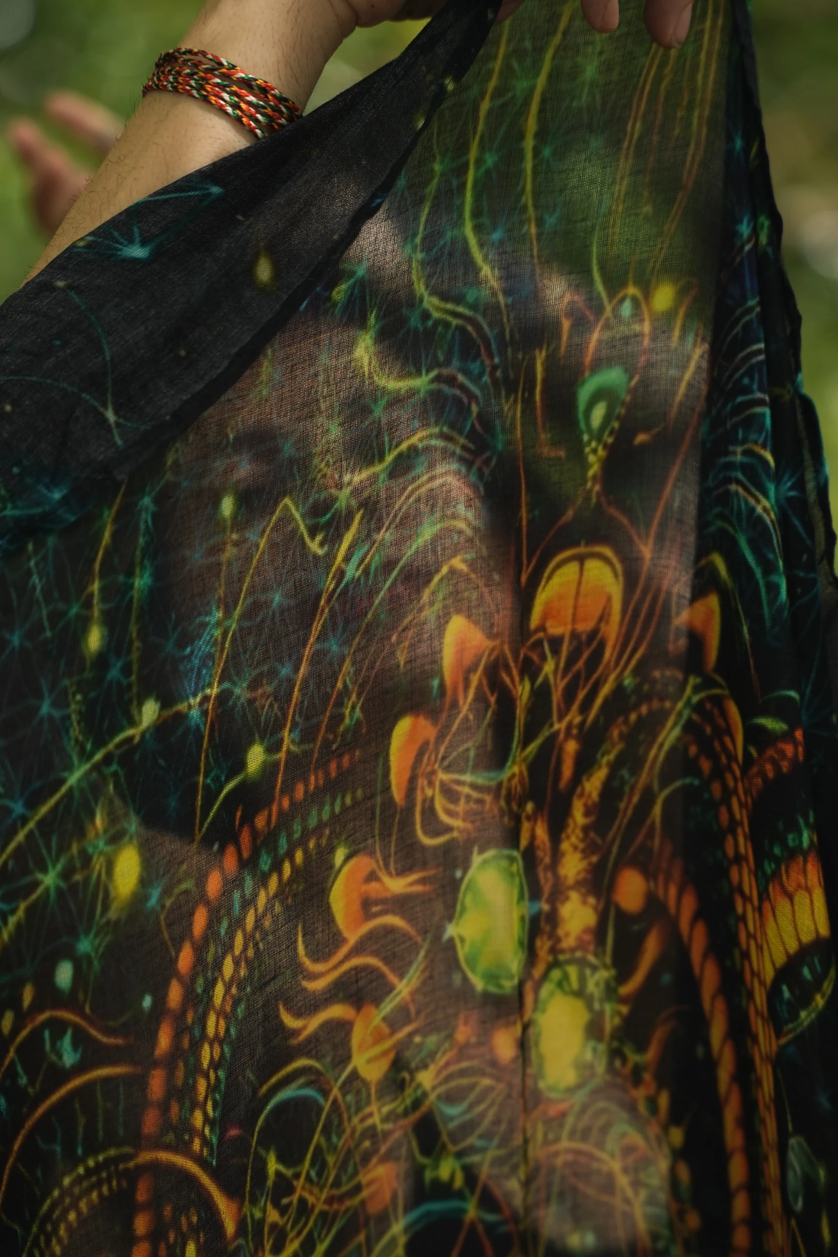 Dragon Bloom Bamboo Scarf, Floral Print, Lightweight Wrap, Japanese Style Shawl — view 6