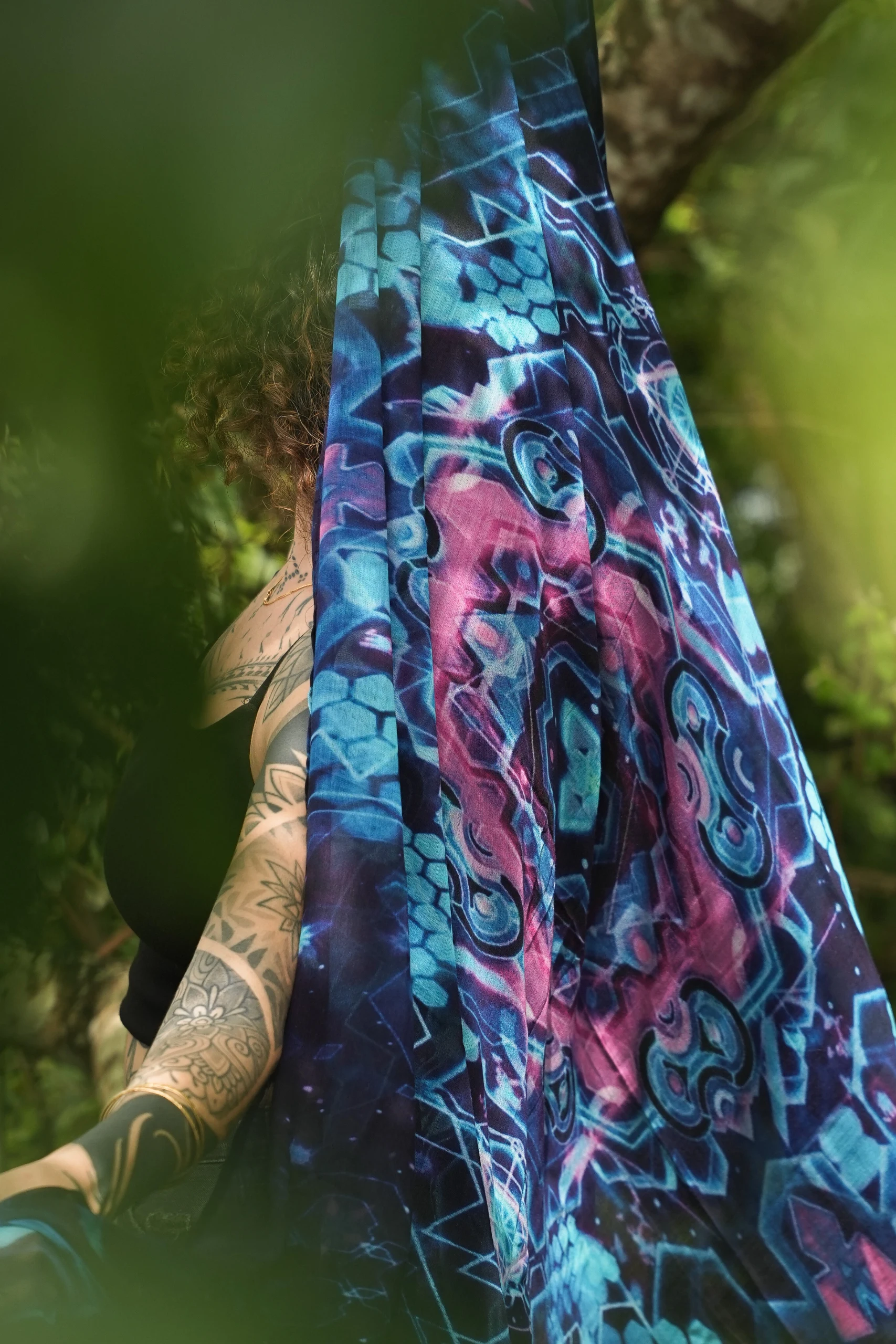 Bamboo Dreams Geometric Hexagon Print Scarf, Soft Lightweight Wrap, Boho Travel Accessory — view 6