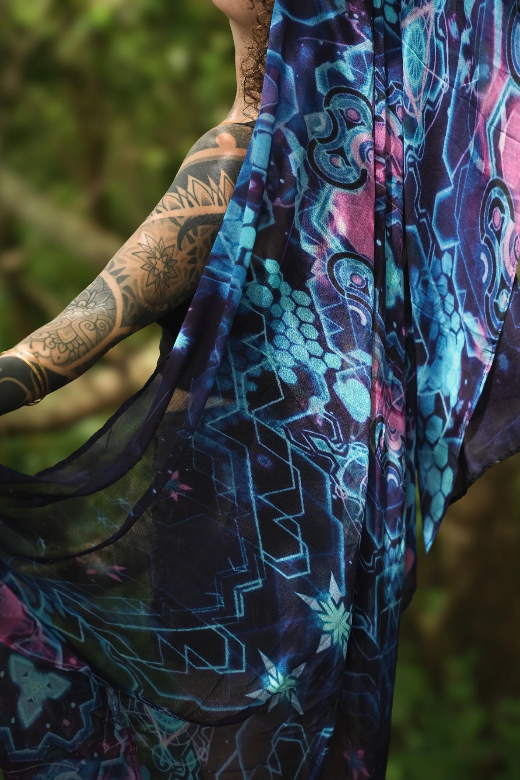 Bamboo Dreams Geometric Hexagon Print Scarf, Soft Lightweight Wrap, Boho Travel Accessory — view 10