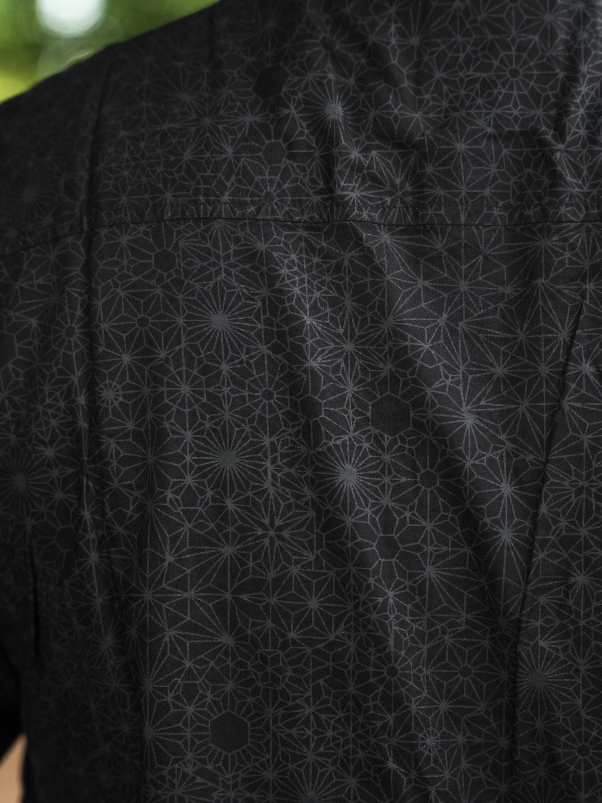 Men's Bamboo Festival Shirt, Abstract Geometric Psychedelic Print, Lightweight Boho Rave Wear — view 3