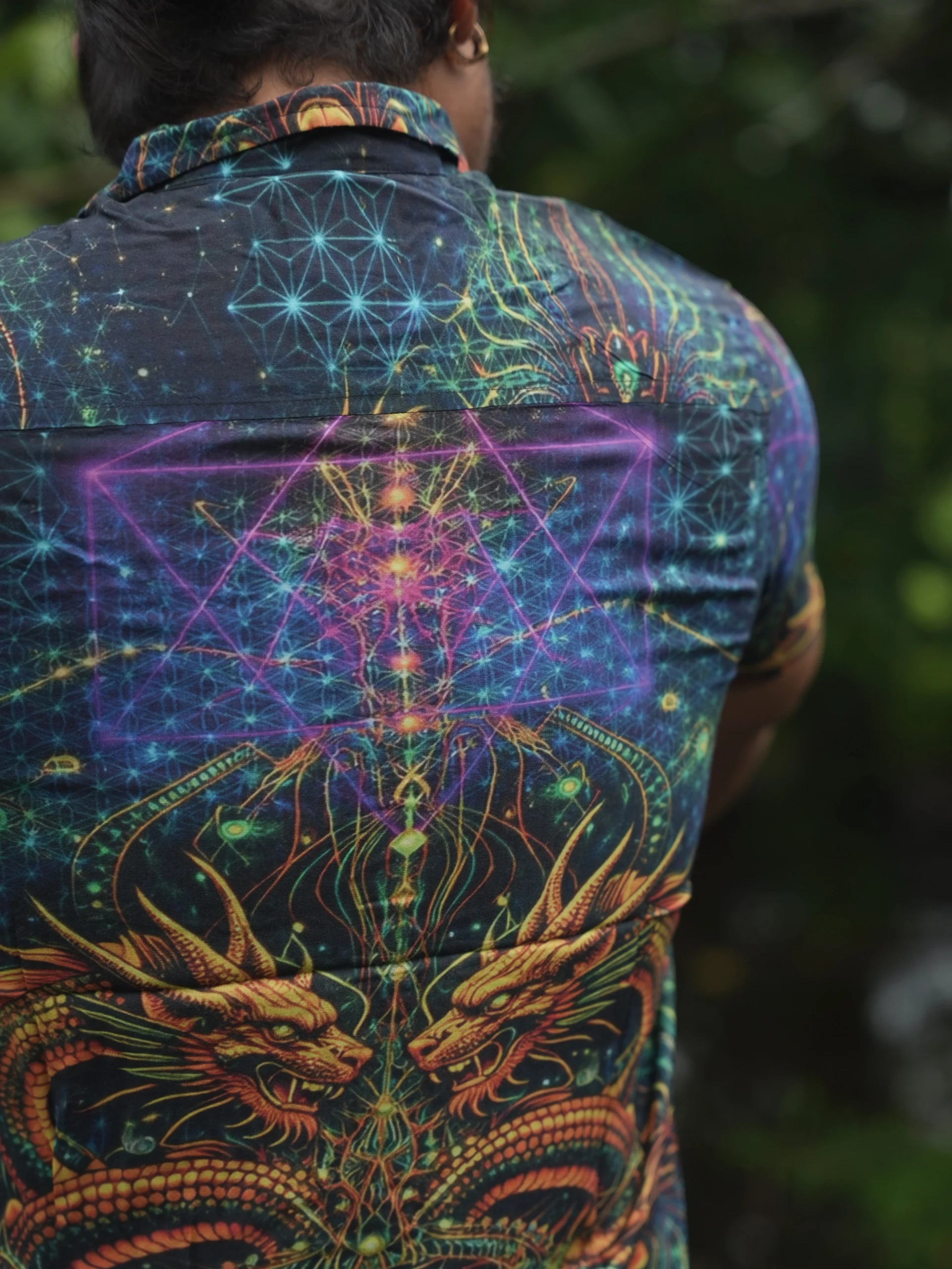 Psychedelic Dragon Bamboo Shirt, All-Over Mythical Art, Festival Wear (100% Bamboo) — view 4