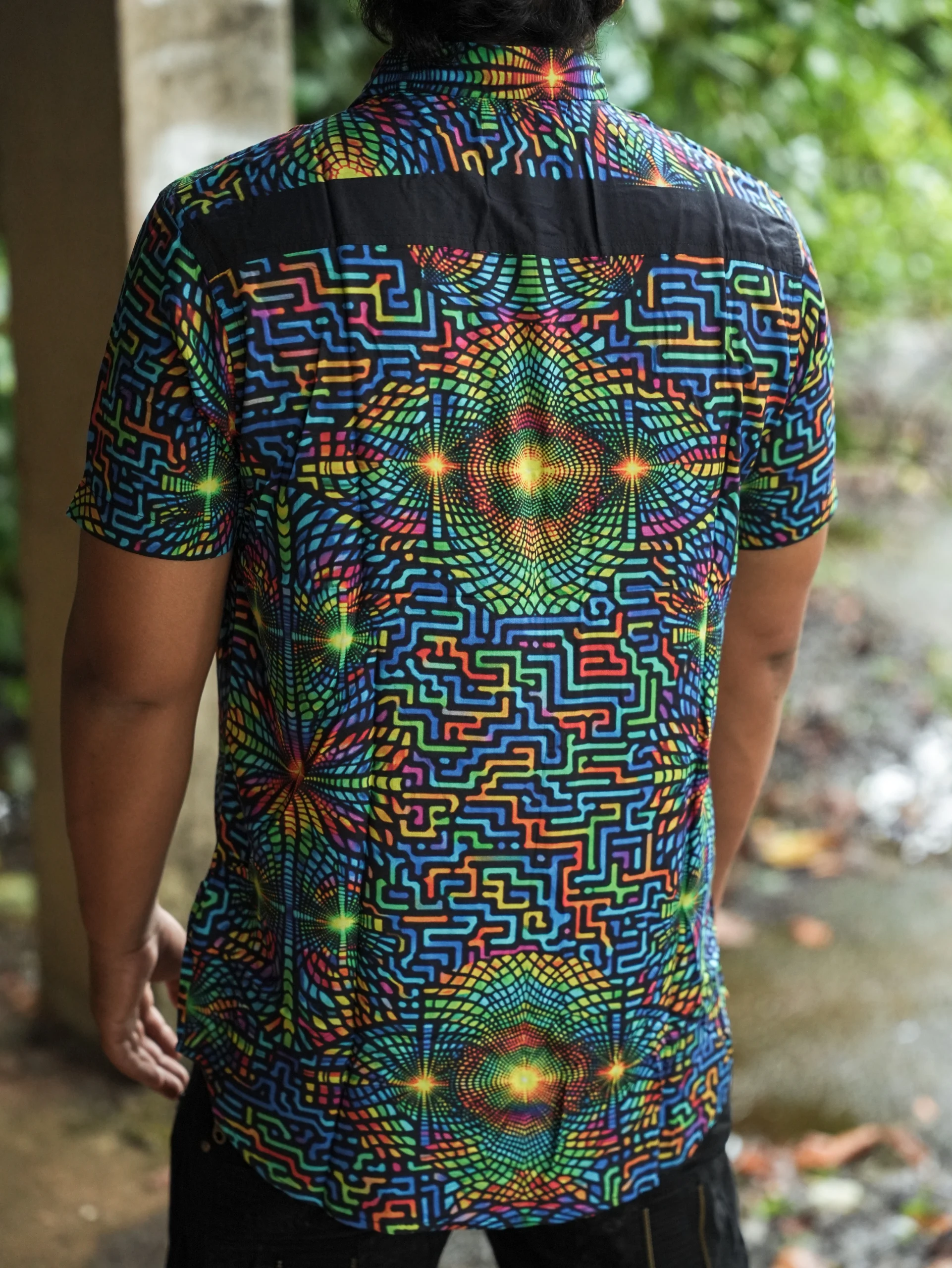 Men's Psychedelic Bamboo Festival Shirt, All-Over Print, Lightweight Comfort — view 4