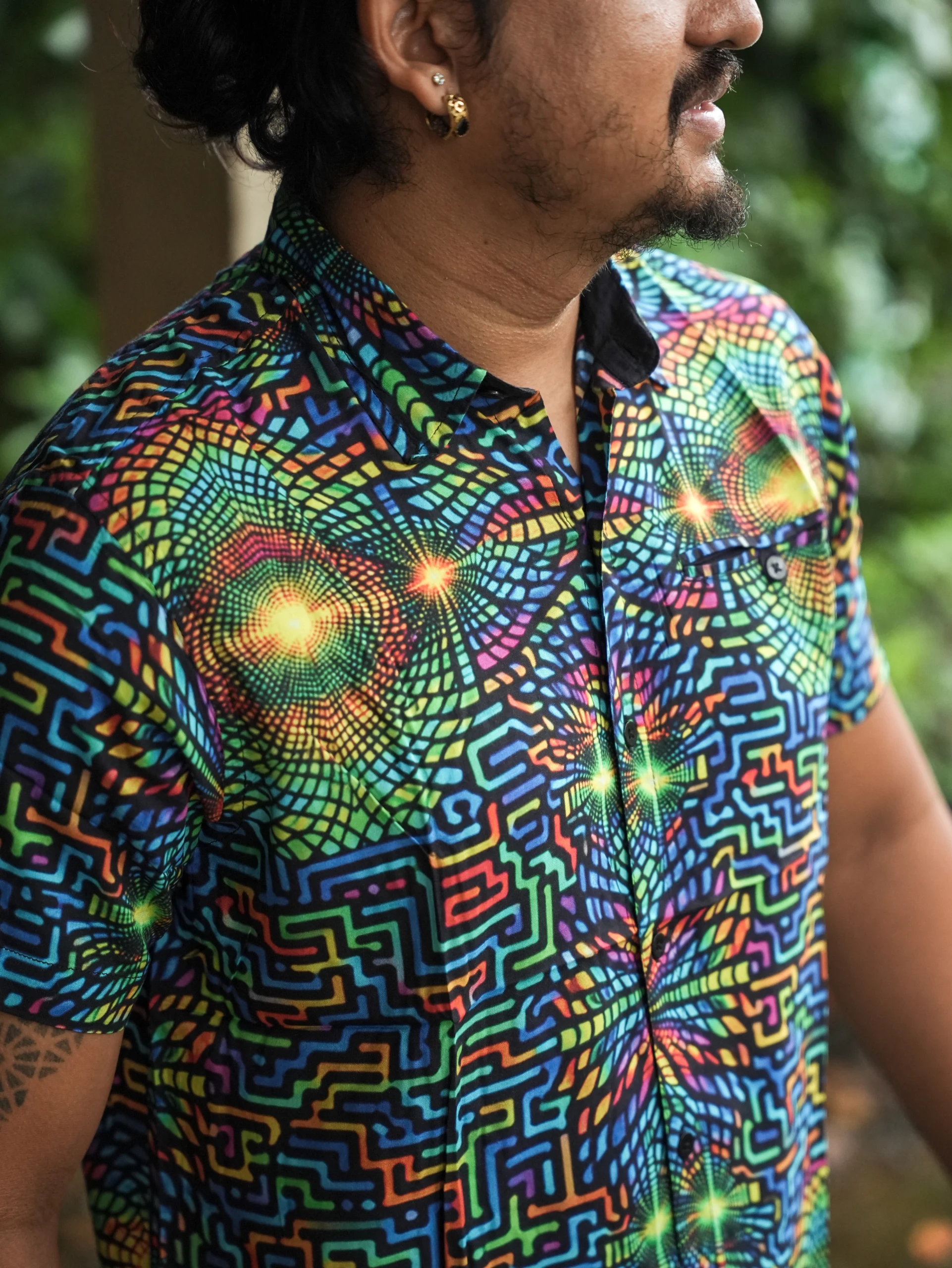 Men's Psychedelic Bamboo Festival Shirt, All-Over Print, Lightweight Comfort — view 5
