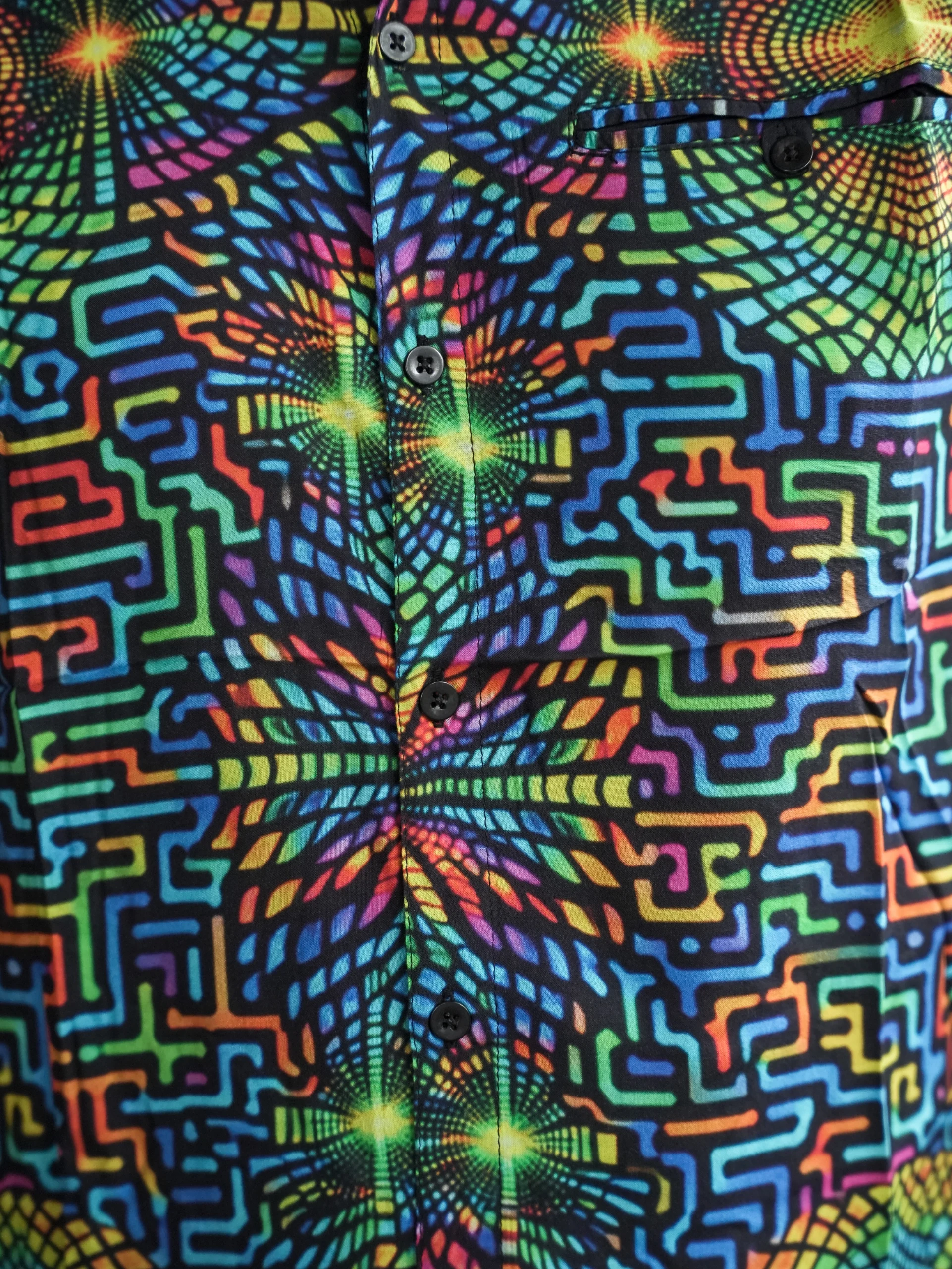 Men's Psychedelic Bamboo Festival Shirt, All-Over Print, Lightweight Comfort — view 7